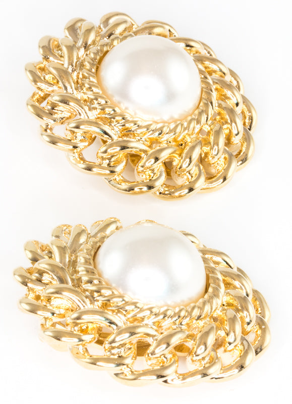 Rope and Faux Pearl - Clip-On Earrings on a white background (photo 5)
