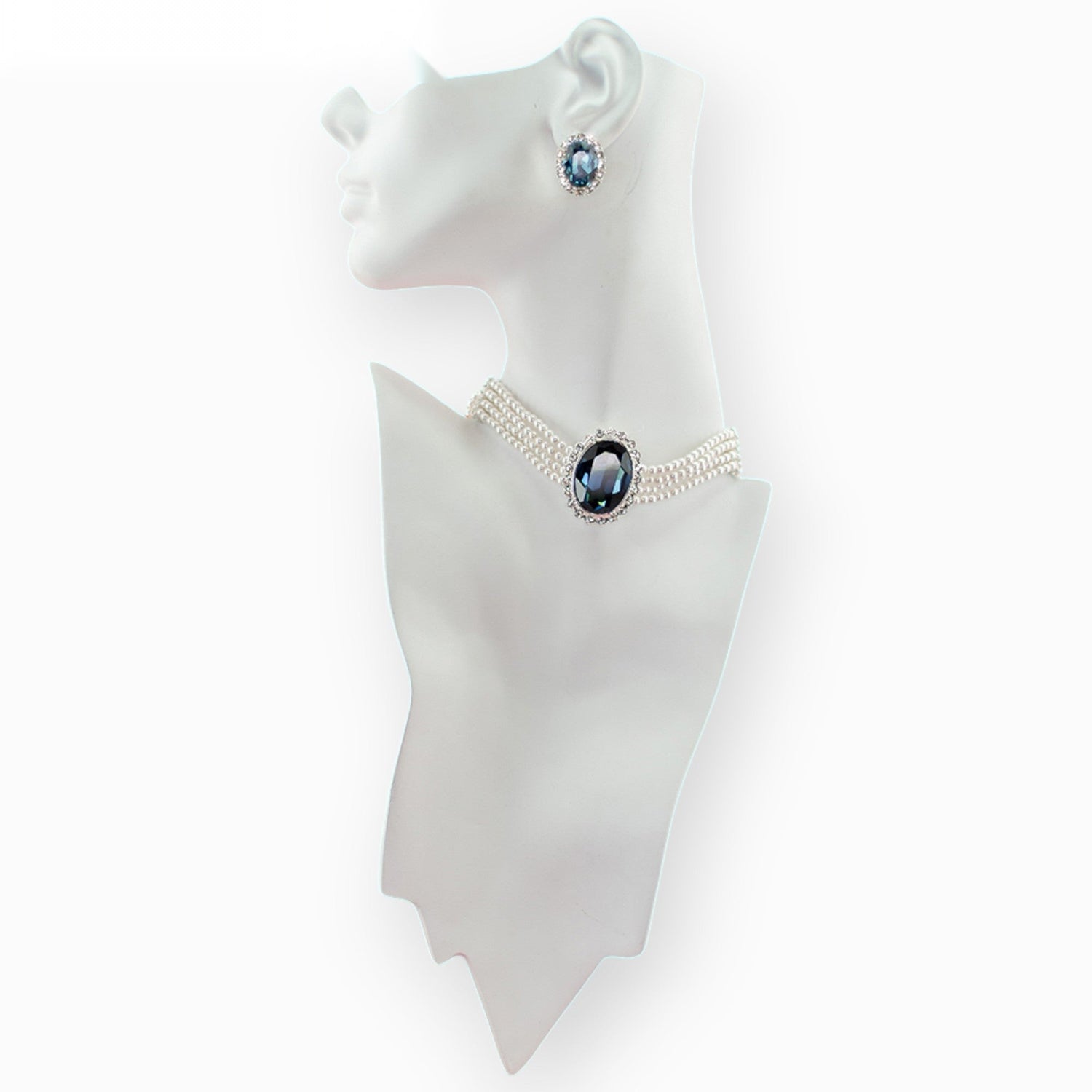 Princess Diana Sapphire & Diamond - Earrings on a white background (photo 2)