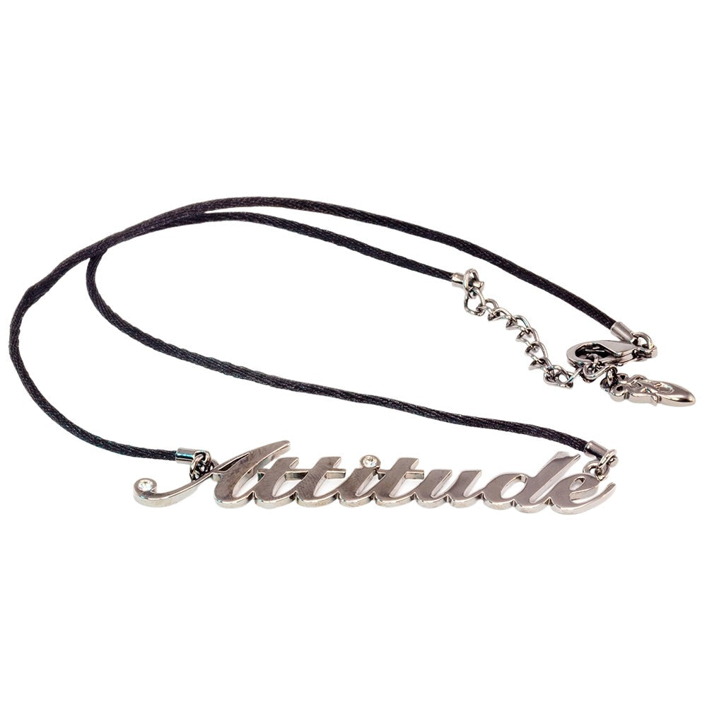 Necklace with 'Attitude' pendant on a white background