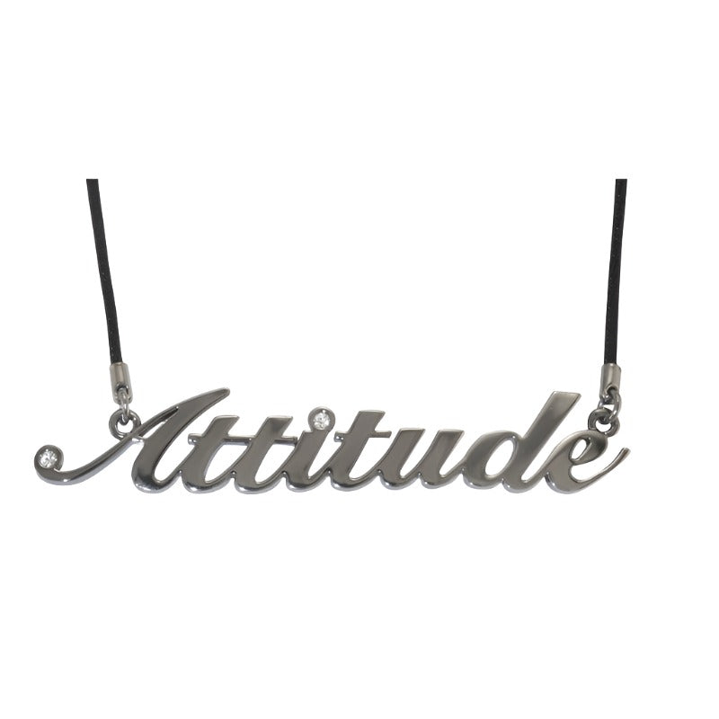 Necklace with 'Attitude' pendant on a white background