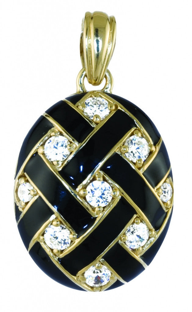 Black Weave Locket Crystal Pendant