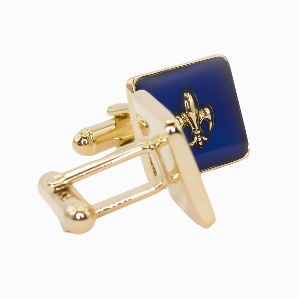 Blue Enamelled Fleur Cufflinks - TimeLine Gifts