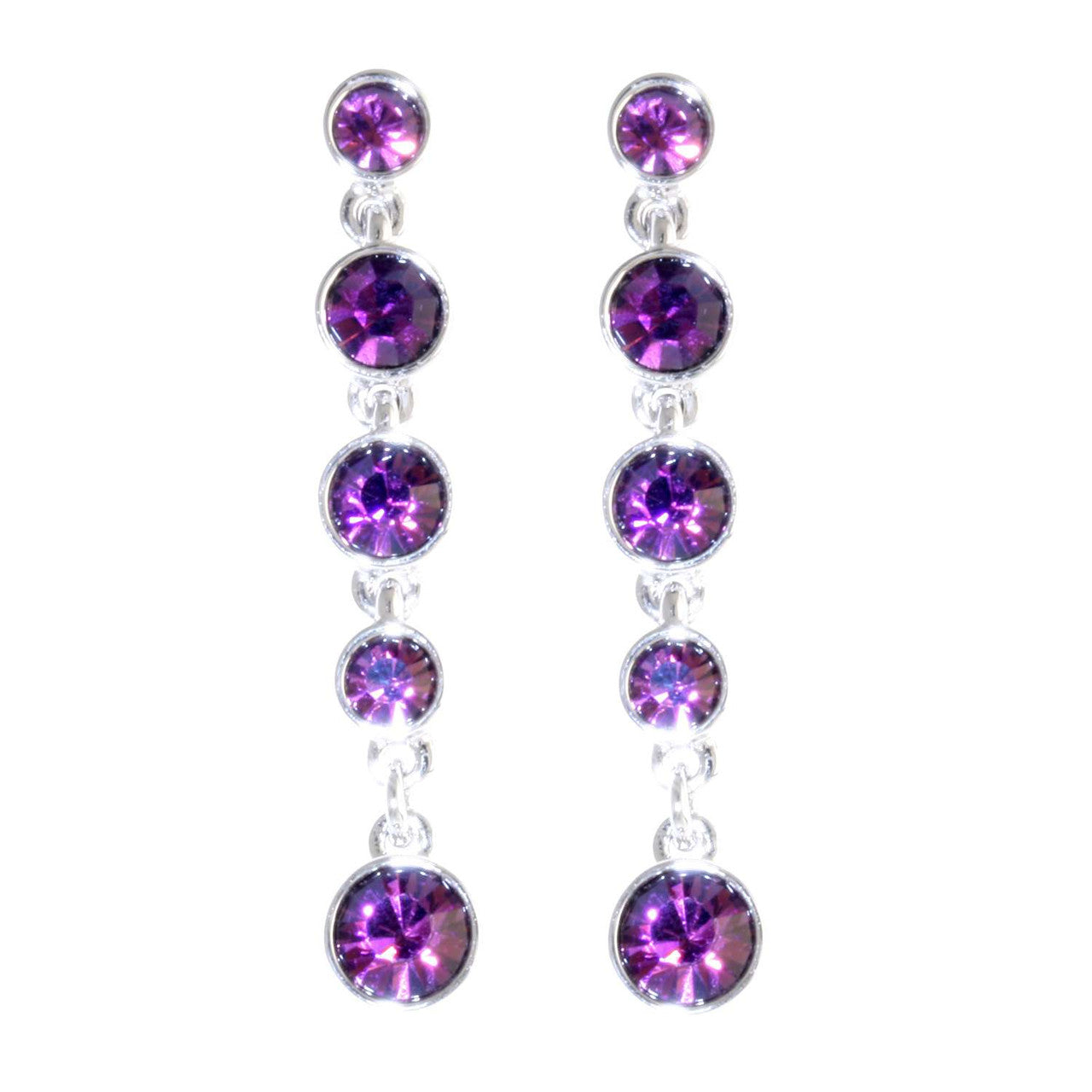 Crystal Fringe Tiara Earrings - Amethyst