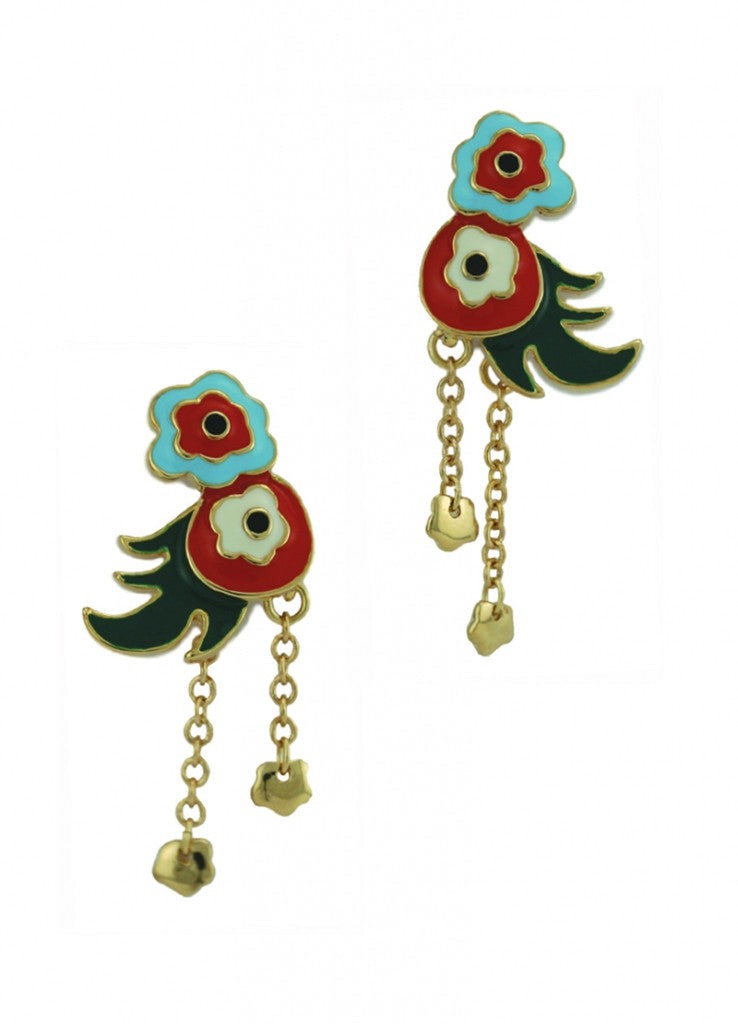 Floral Dancing Earrings With Leaf