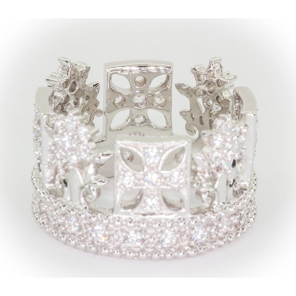 George IV Diadem Silver /w .75ct Diamond - Ring on a white background (photo 2)