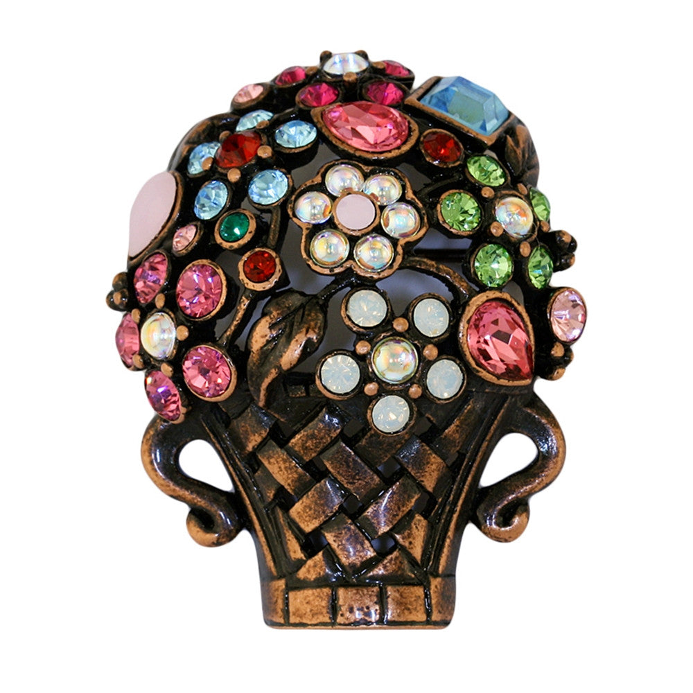 Giardinetti Flower Basket Brooch Bronze Finish