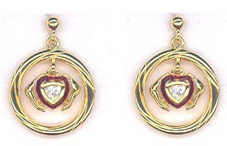 Gold-Toned Silver Lovers' Gimmel Ring Earrings