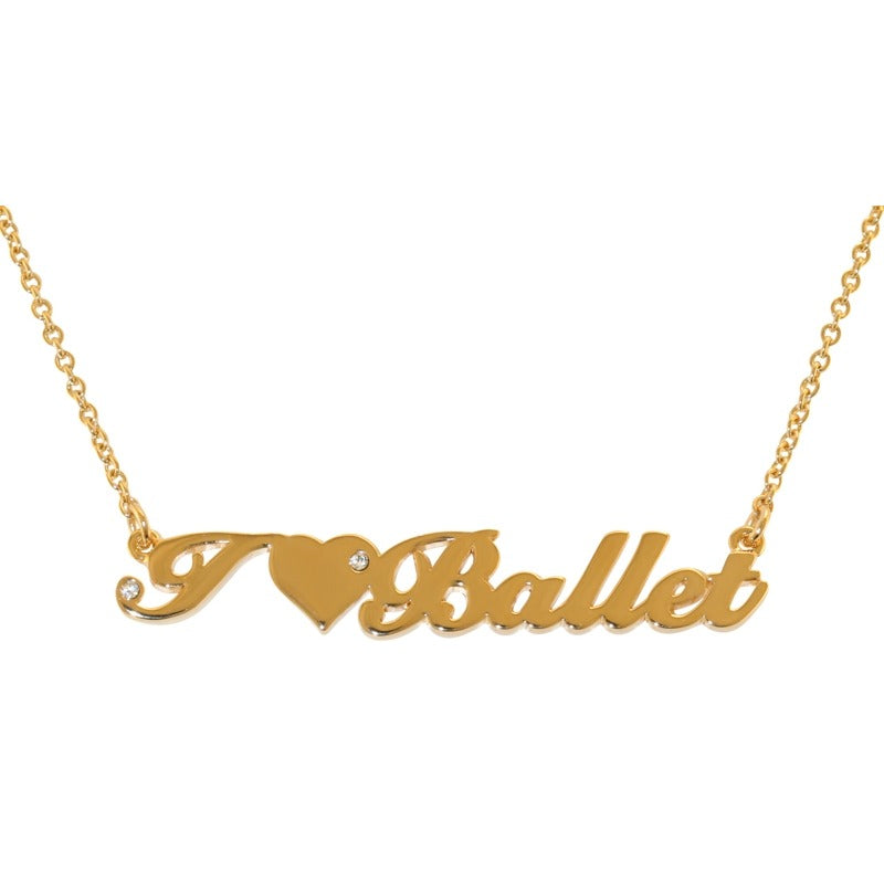 "I Love Ballet" Pendant Polished Gold-plated