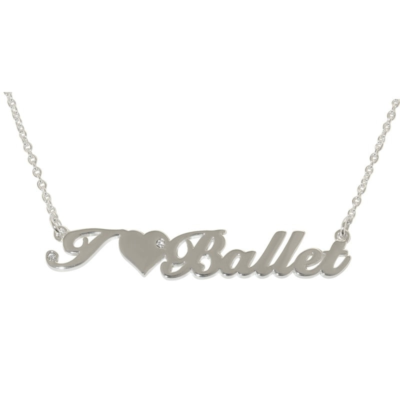 "I Love Ballet" Pendant Polished Silver-toned
