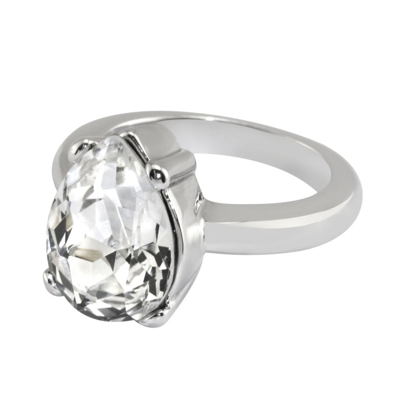 Queen Victoria's Clear Crystal Collet Drop Ring