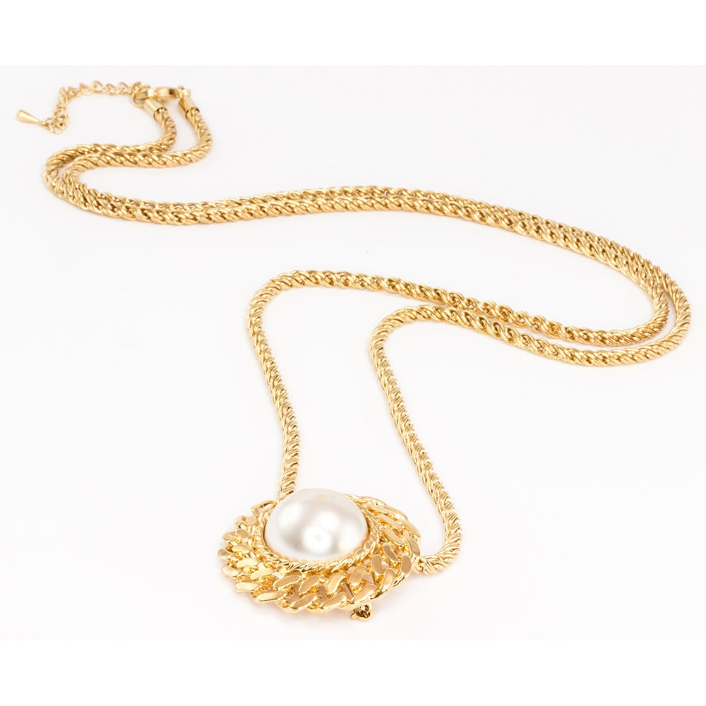 Rope and Faux Pearl - Pendant on a white background (photo 2)