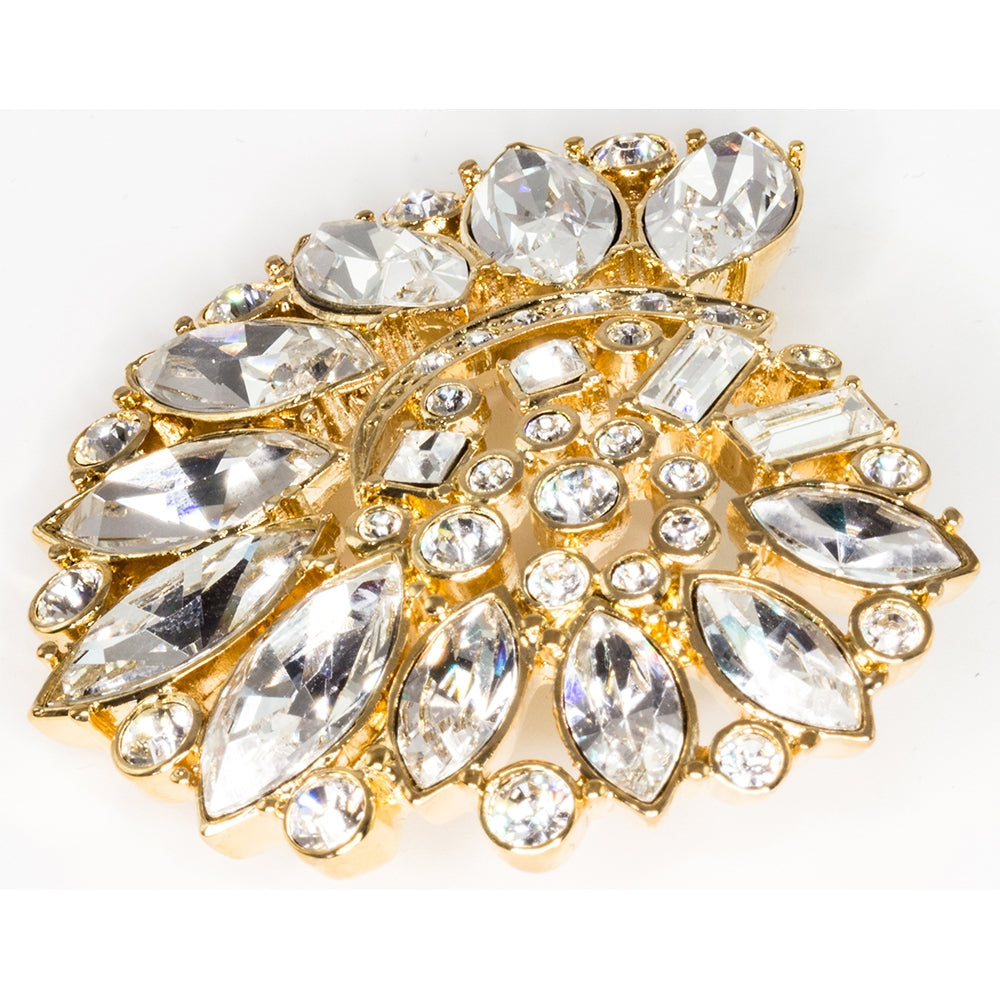 Treasures of the Earth Crystal Gold Toned Brooch