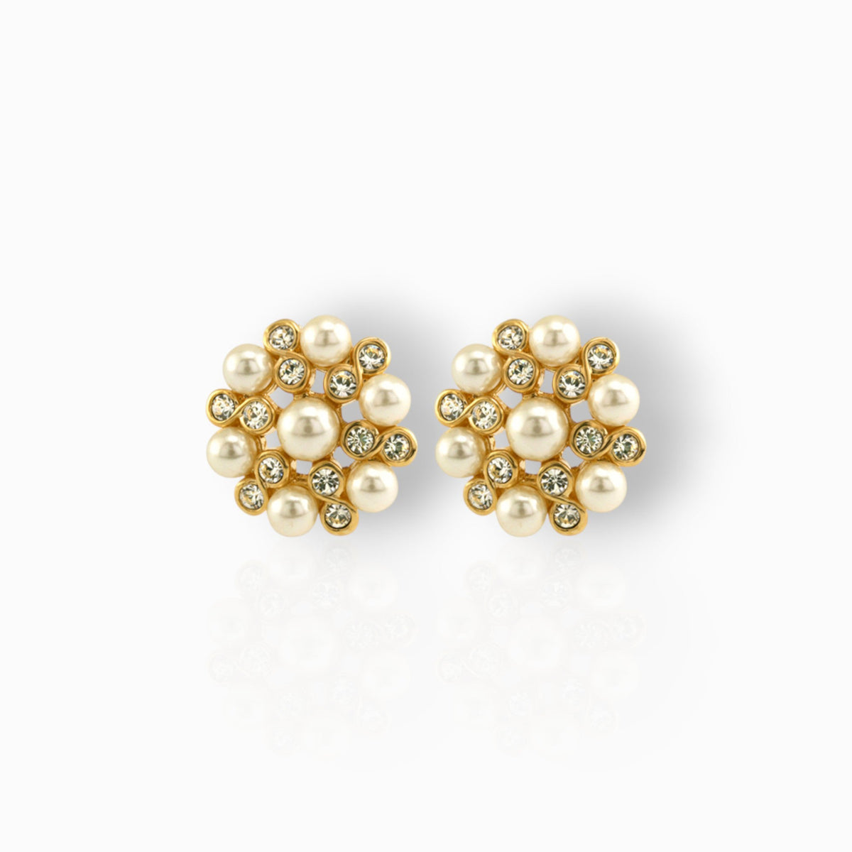 Elizabethan Styled Faux Pearl - Clip On Earrings on a white background.