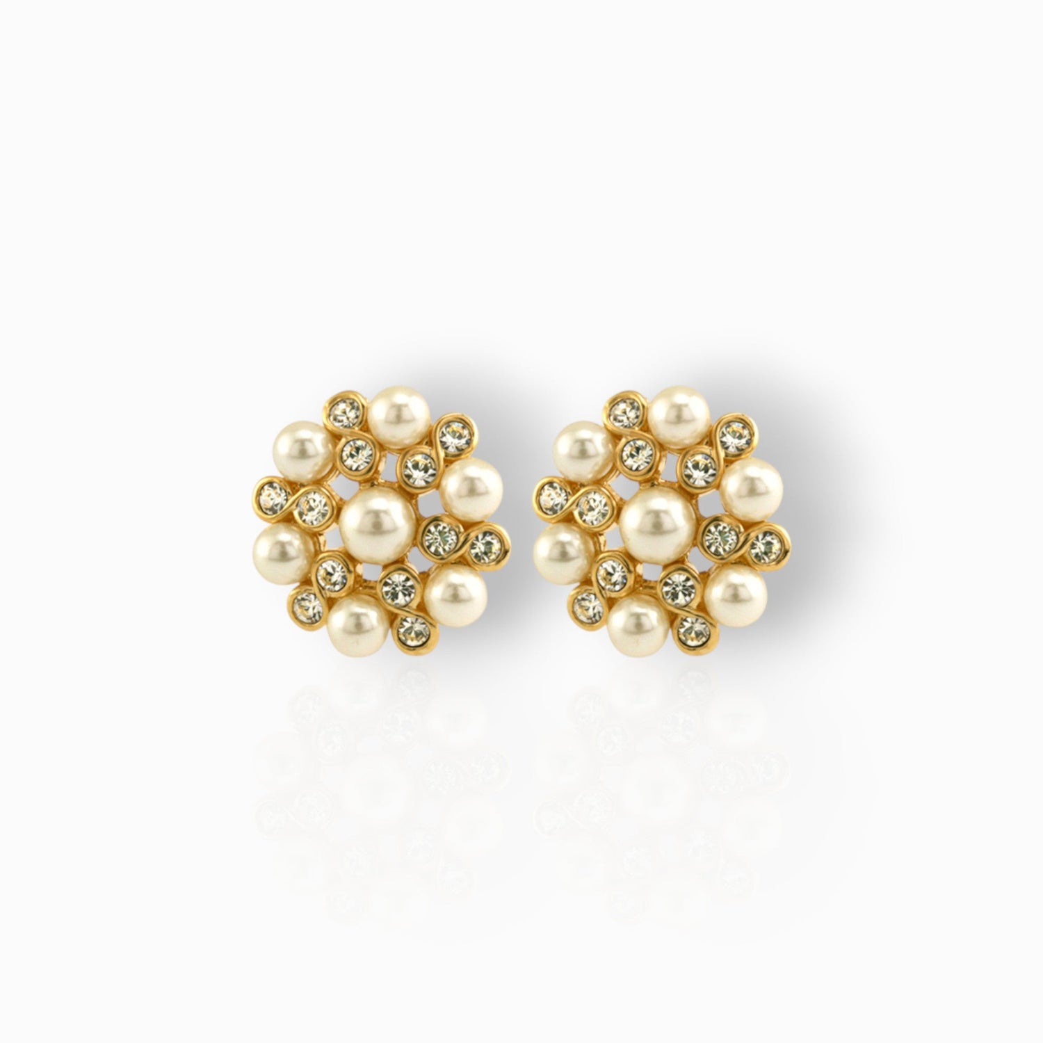 Elizabethan Styled Faux Pearl - Clip On Earrings on a white background.