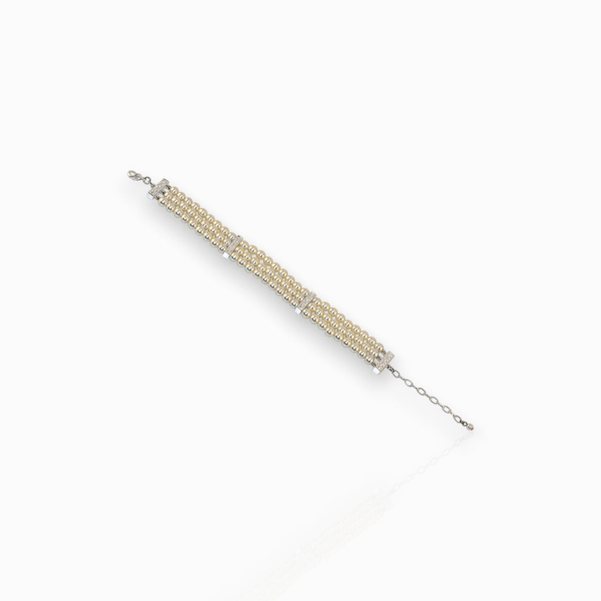 3 Row Graduated Faux Pearl - Bracelet on a white background.