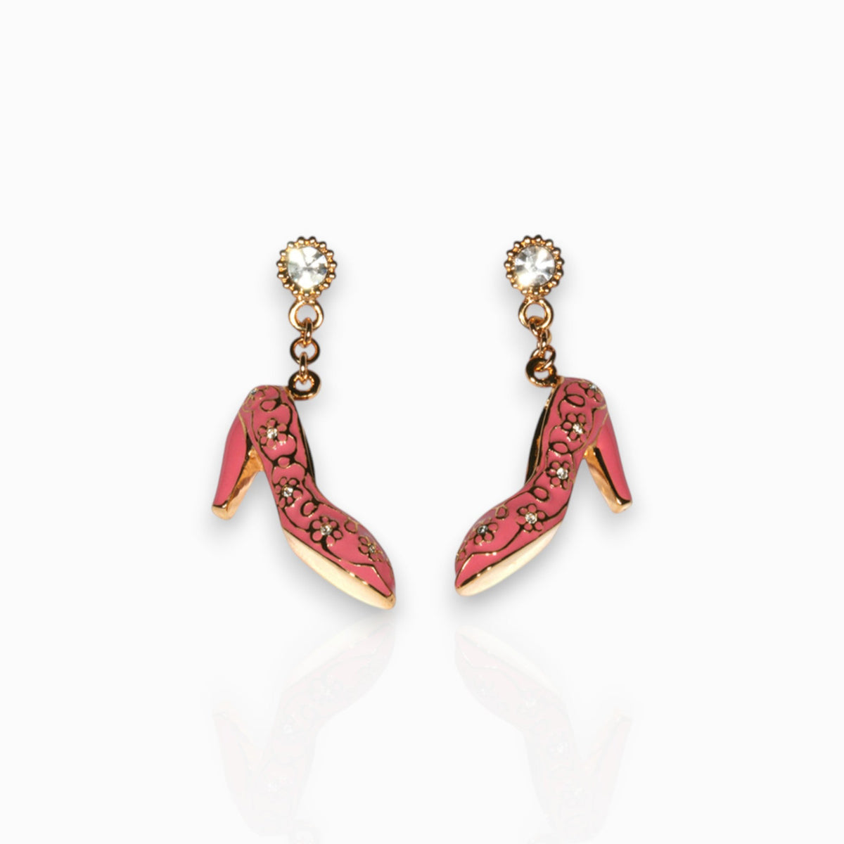Pink shoes Charm - Earrings on a white background.