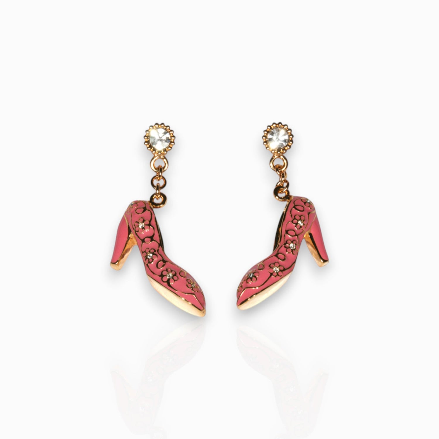 Pink shoes Charm - Earrings on a white background.