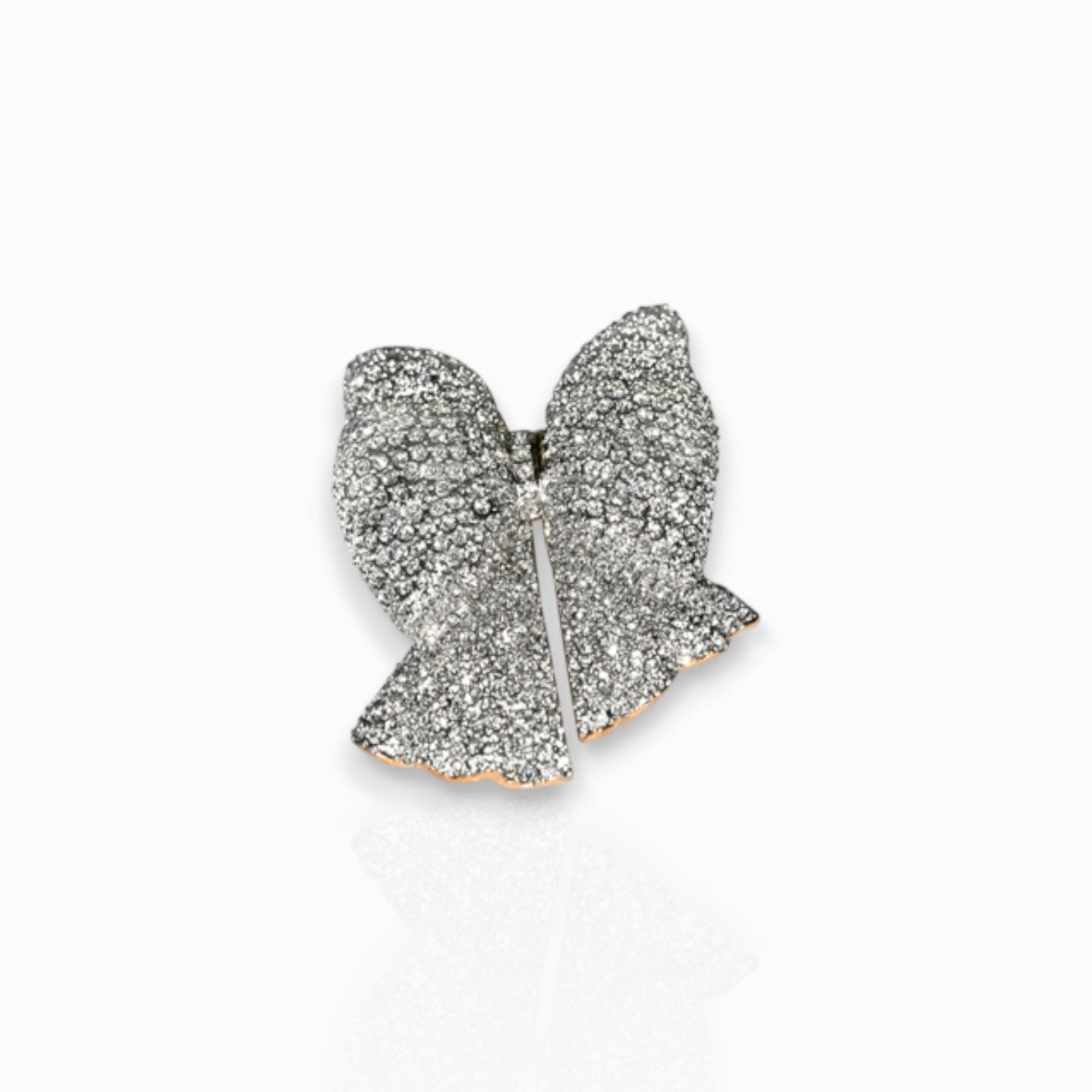 Bow Clear Crystal - Brooch on a white background.