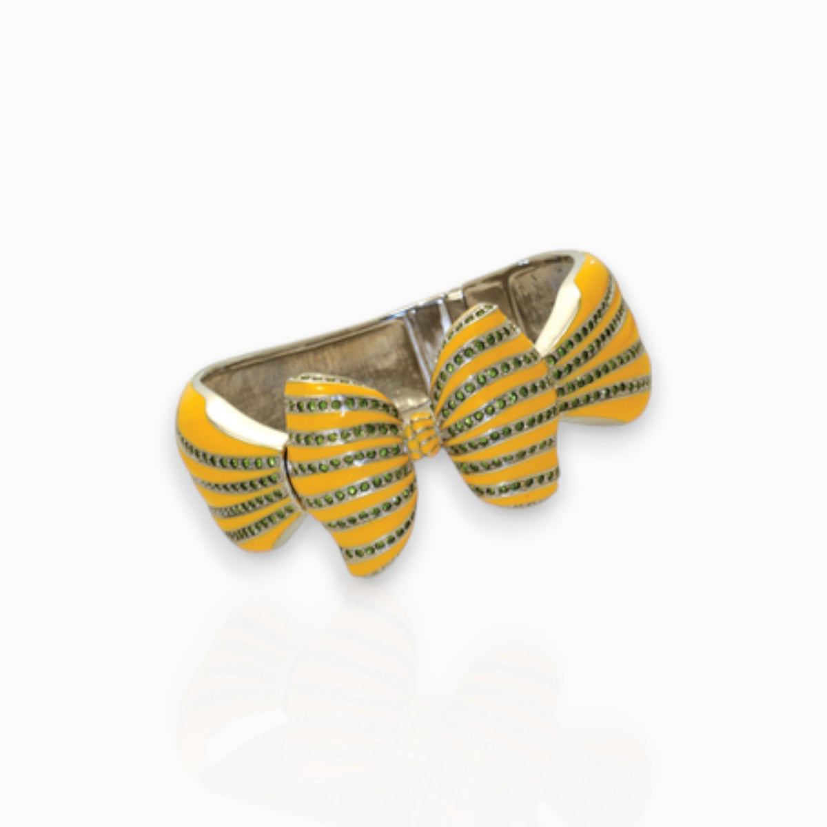Bow Yellow Enamel and Crystal - Bangle on a white background.