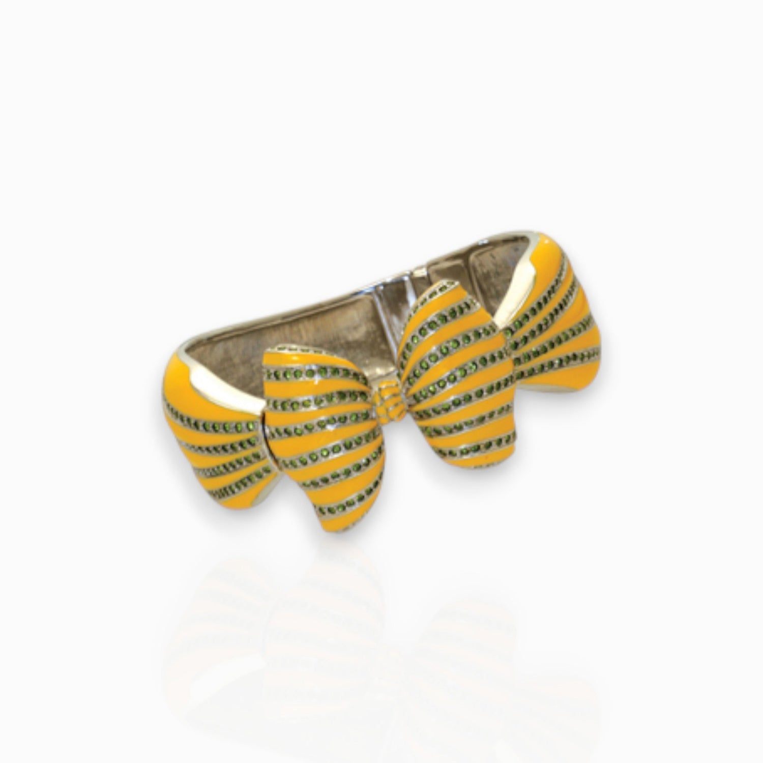 Bow Yellow Enamel and Crystal - Bangle on a white background.