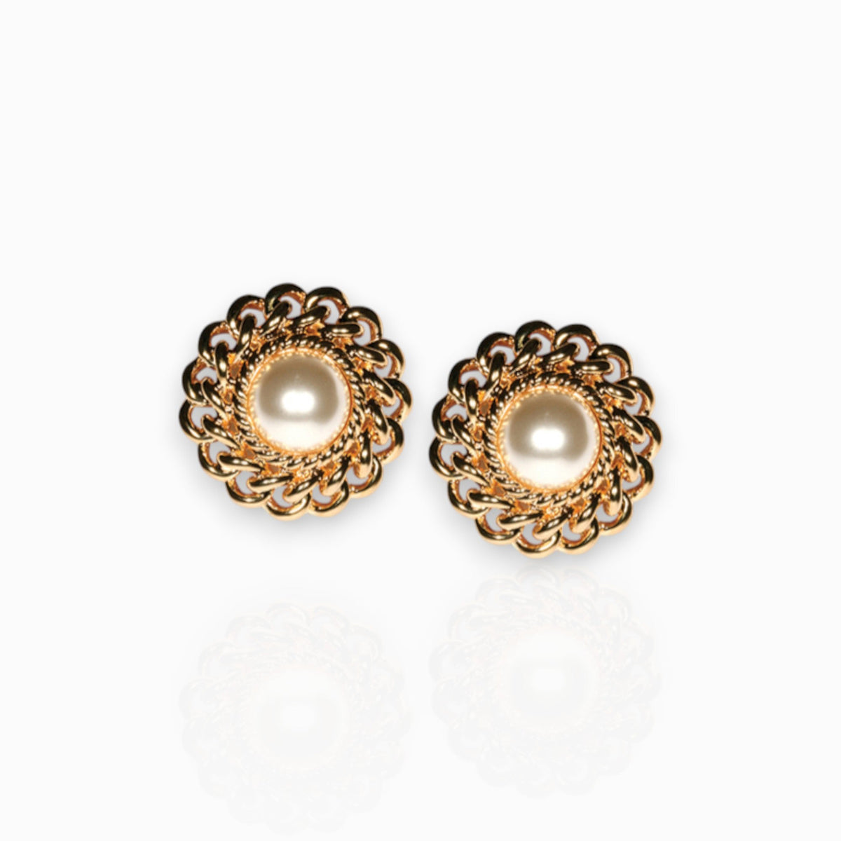 Rope and Faux Pearl - Clip-On Earrings on a white background.