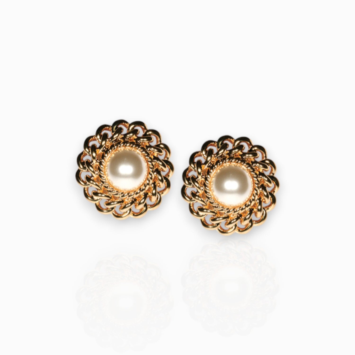 Rope and Faux Pearl - Clip-On Earrings on a white background.
