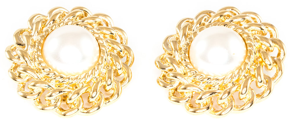 Rope and Faux Pearl - Clip-On Earrings on a white background (photo 3)
