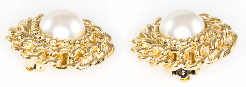 Rope and Faux Pearl - Clip-On Earrings on a white background (photo 4)