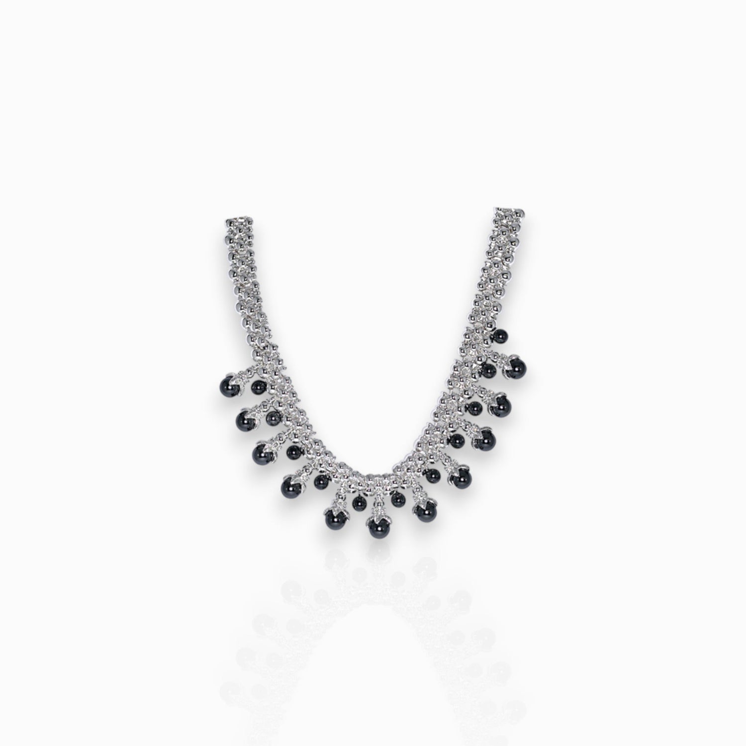Multiple Grey Faux Pearl Collar - Necklace on a white background.