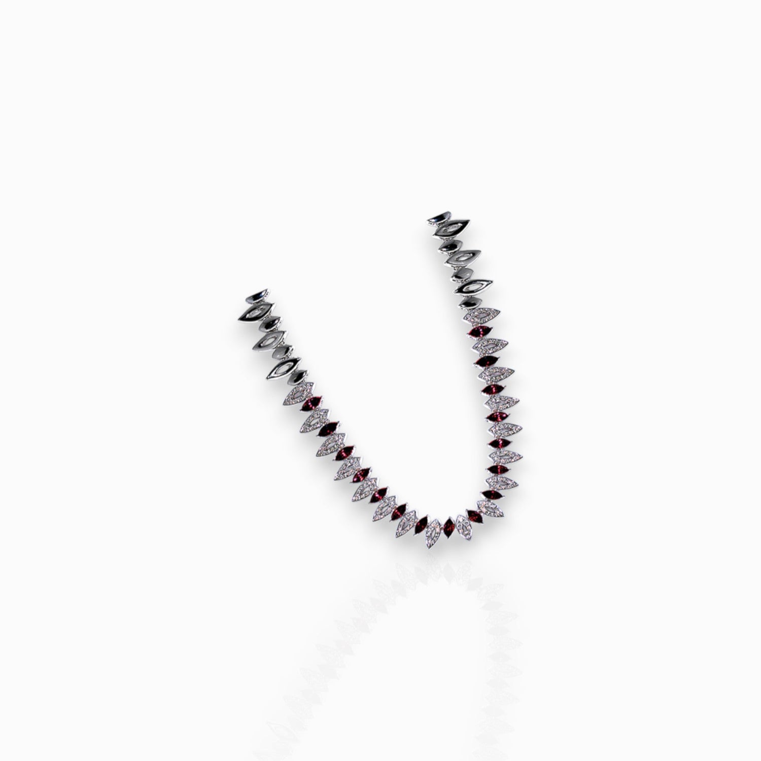 Marquise Cut Amethyst Crystal Collar - Necklace on a white background.
