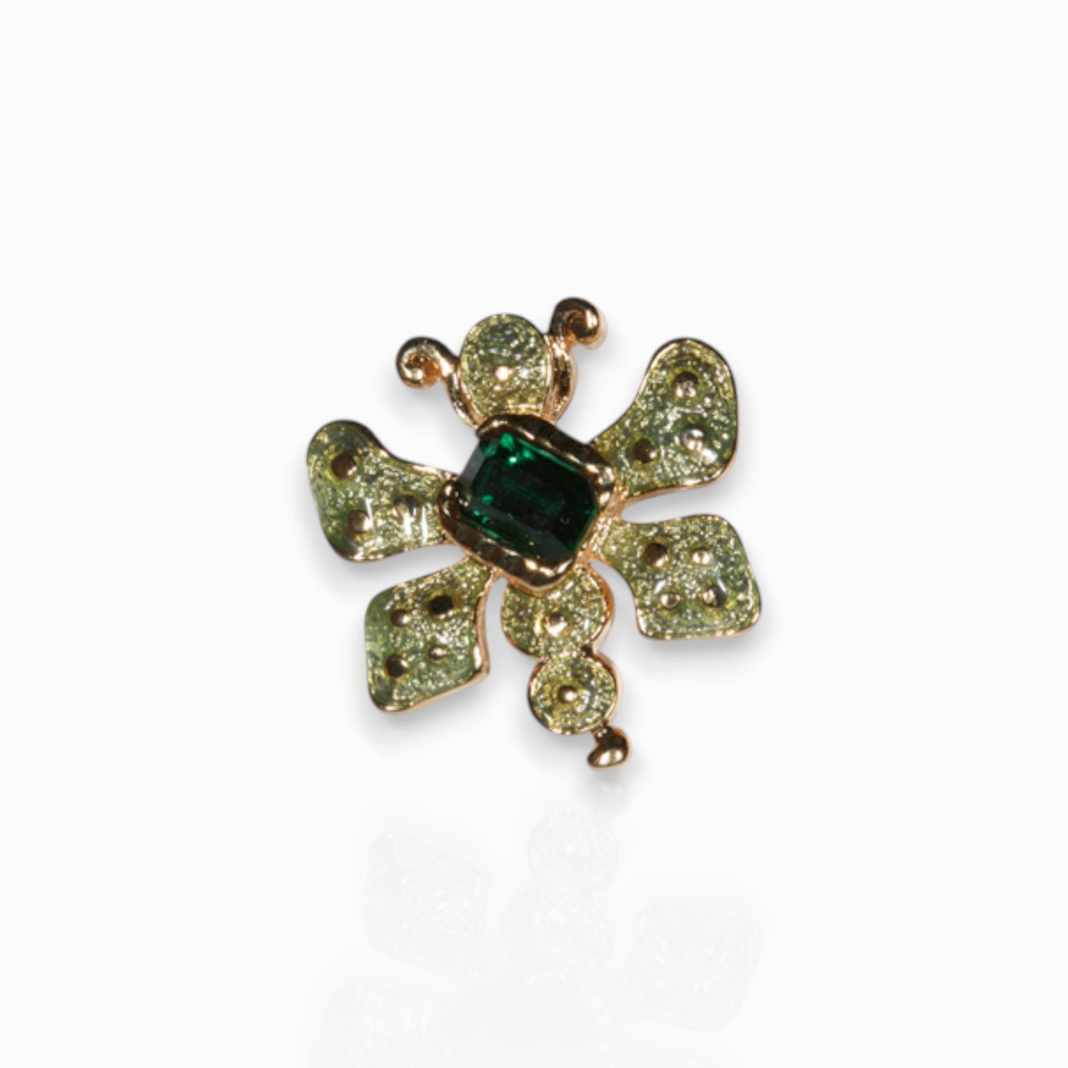 Green Beetle Bug - Badge Pin on a white background.