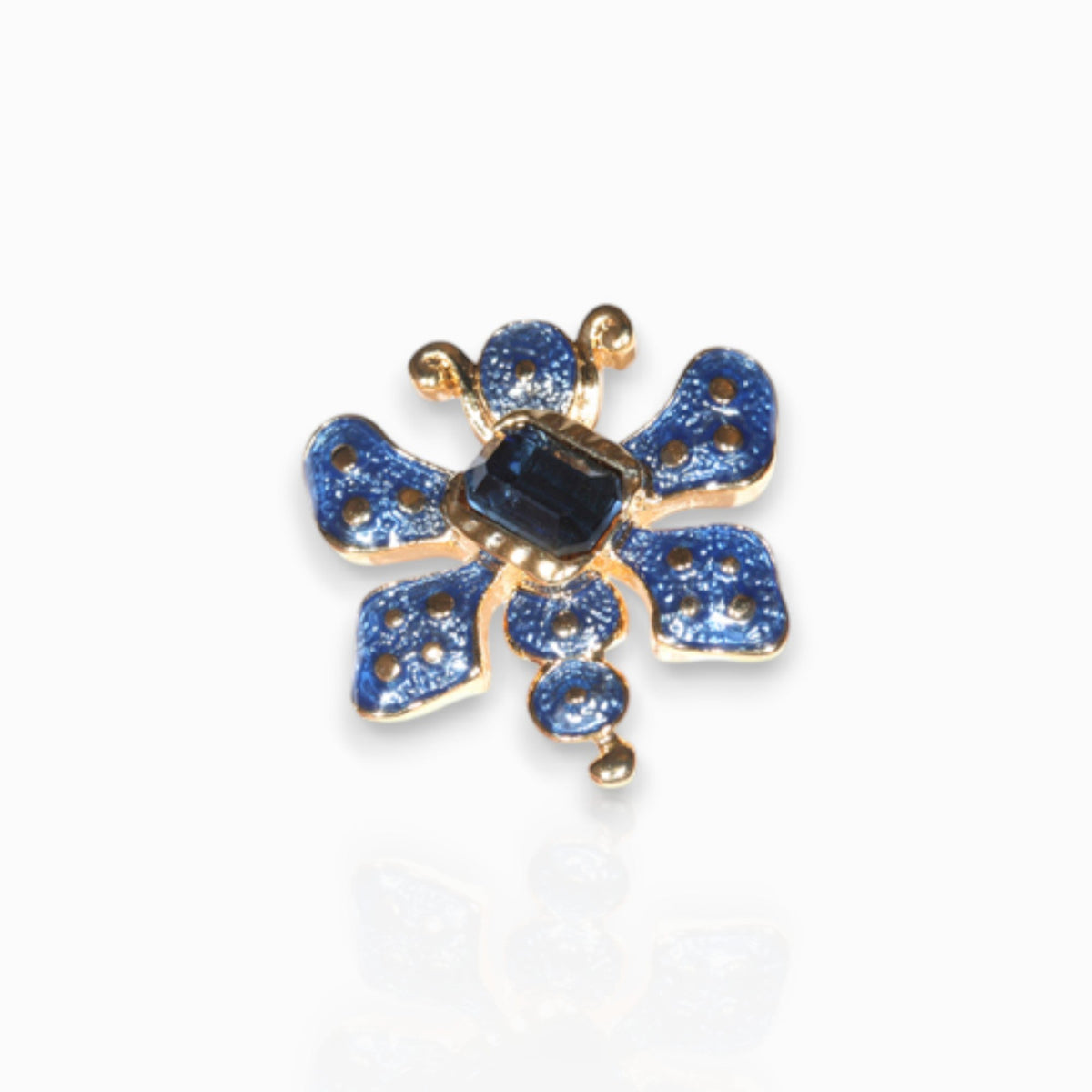 Blue Beetle Bug - Badge Pin on a white background.