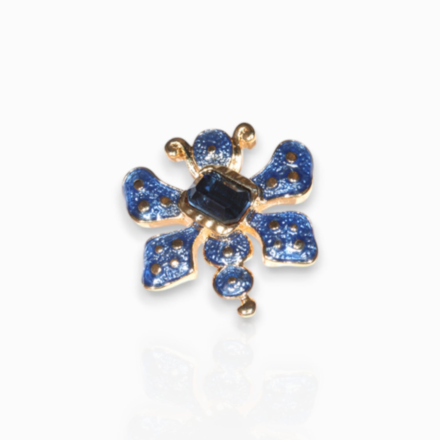 Blue Beetle Bug - Badge Pin on a white background.