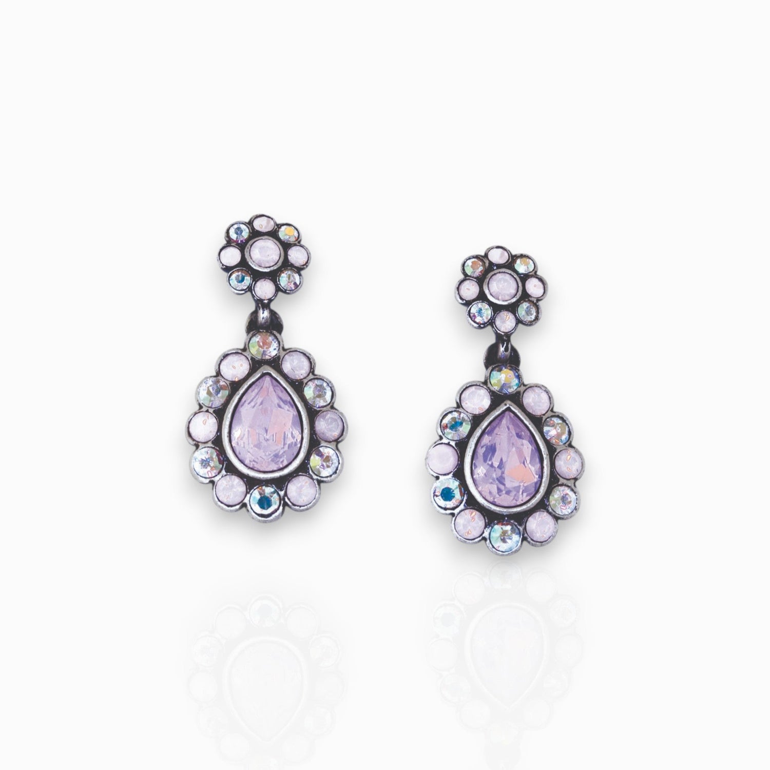 Pink Garland - Post Earrings on a white background.
