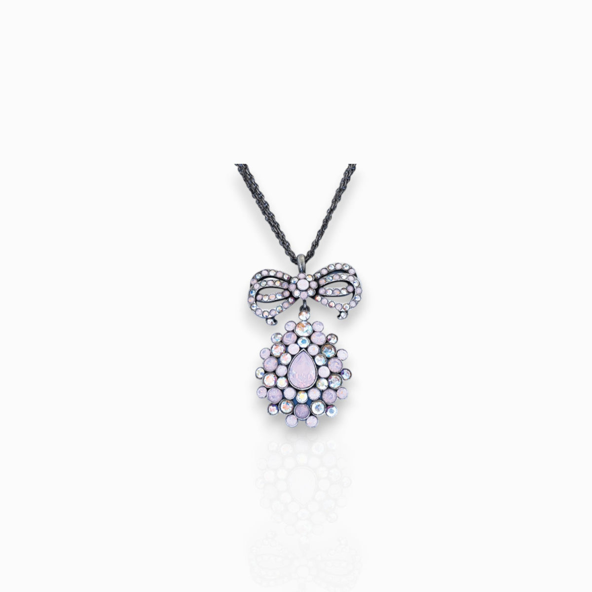 Pink Garland Silver-Toned - Pendant on a white background.