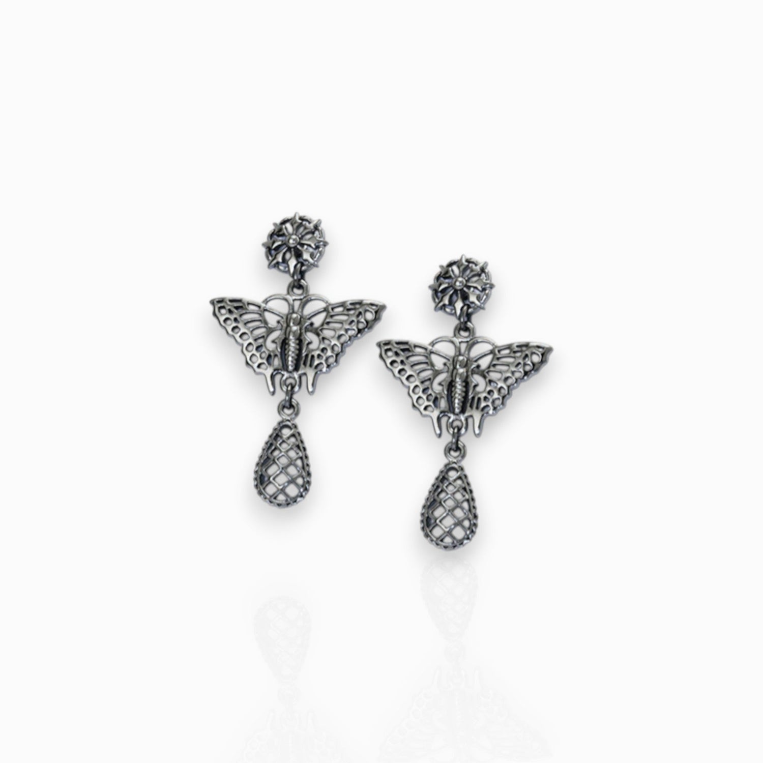 Butterfly Single Droplet - Earrings on a white background.