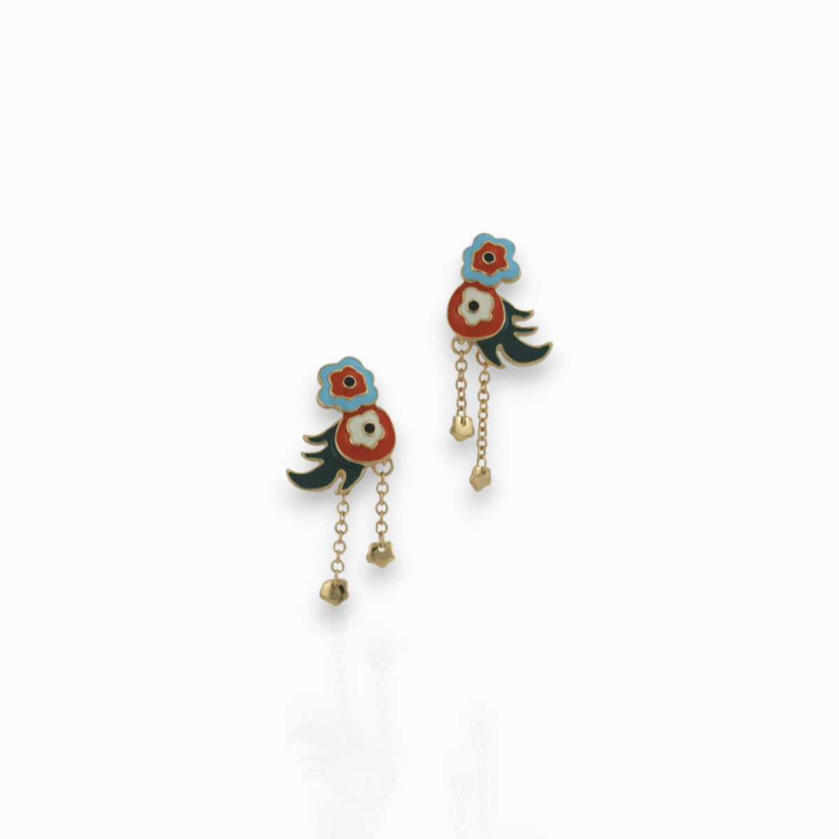 Floral Dancing Leaf - Earrings on a white background.
