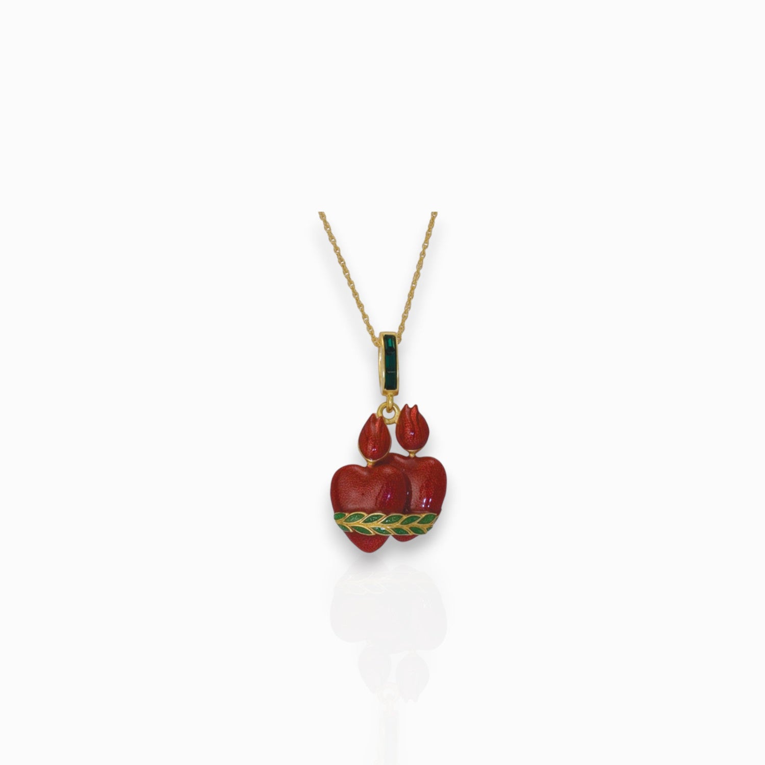 Flaming Heart - Pendant on a white background.