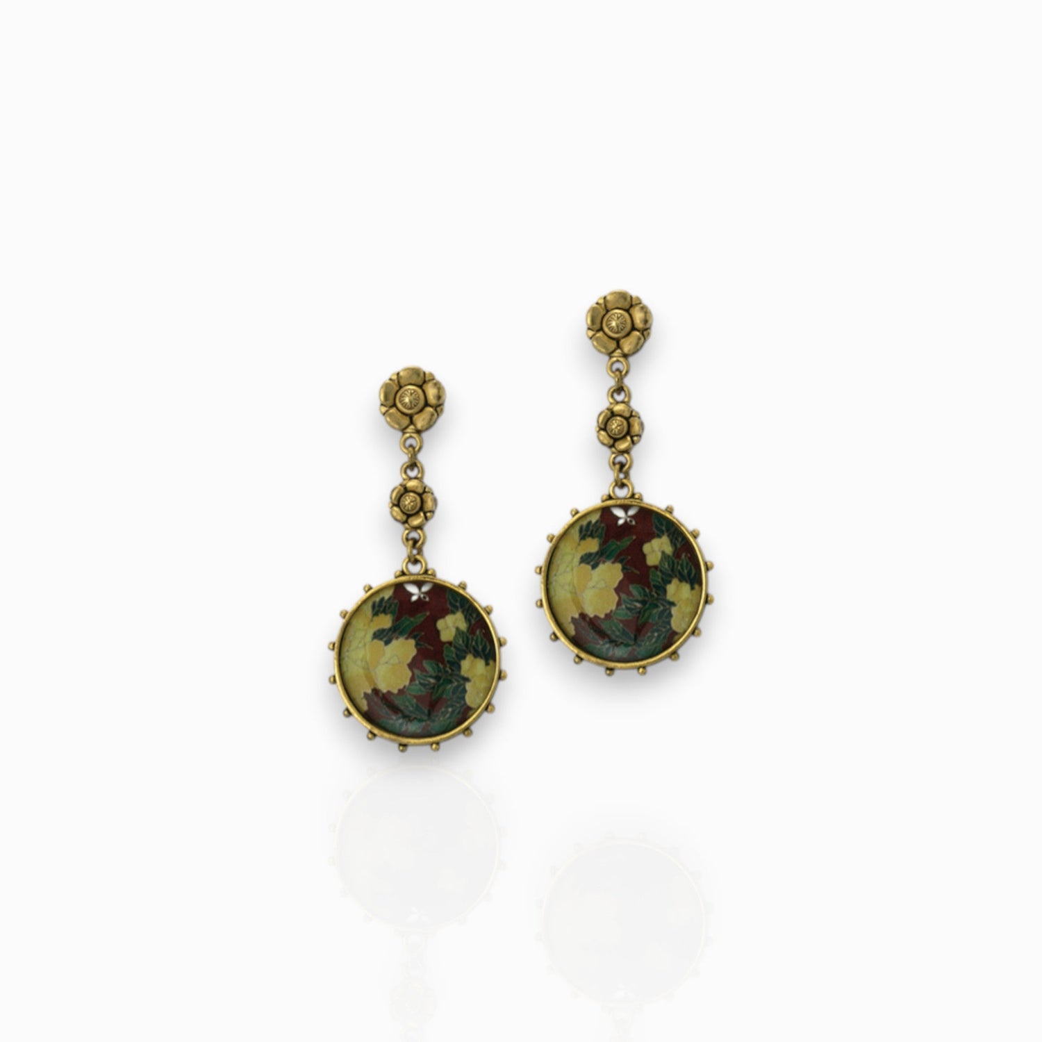 Circular Flower - Earrings on a white background.