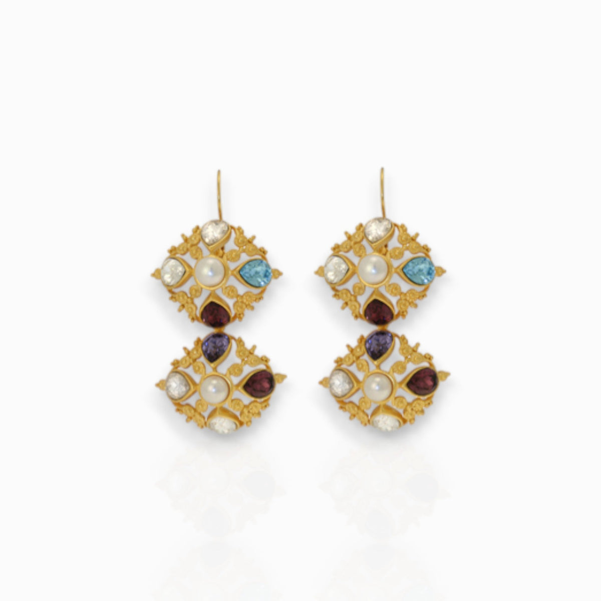 Crystal Filigree - Earrings on a white background.