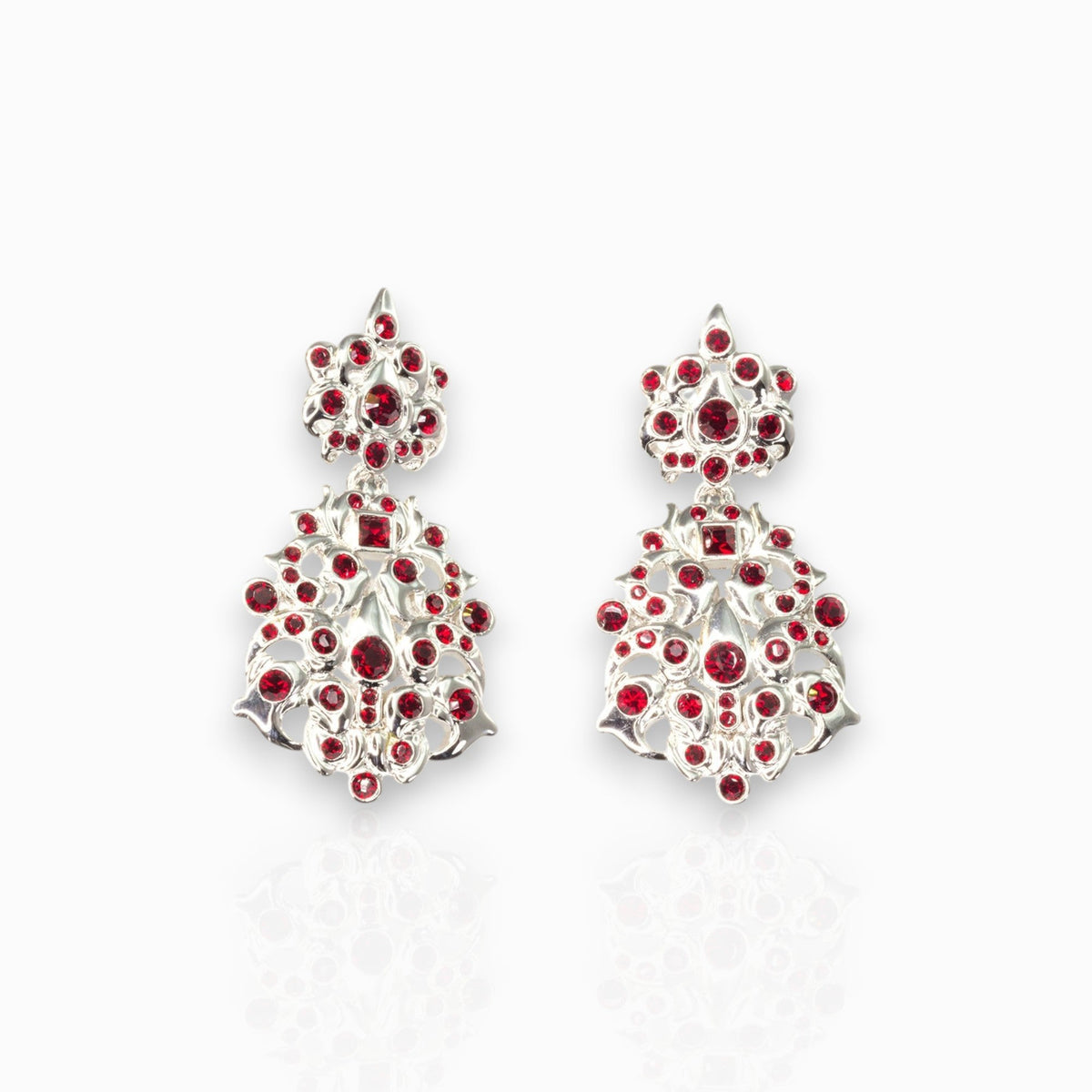 Ornate Jewelled - Earrings on a white background.