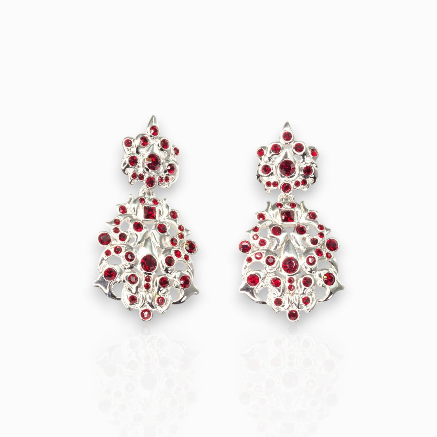 Ornate Jewelled - Earrings on a white background.