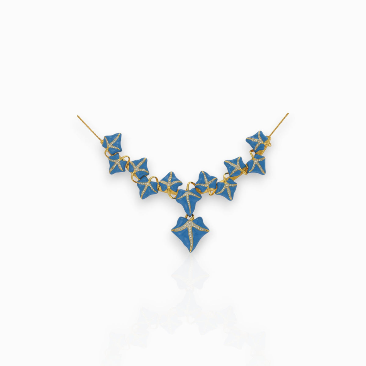Blue Ivy Leaf - Necklace on a white background.