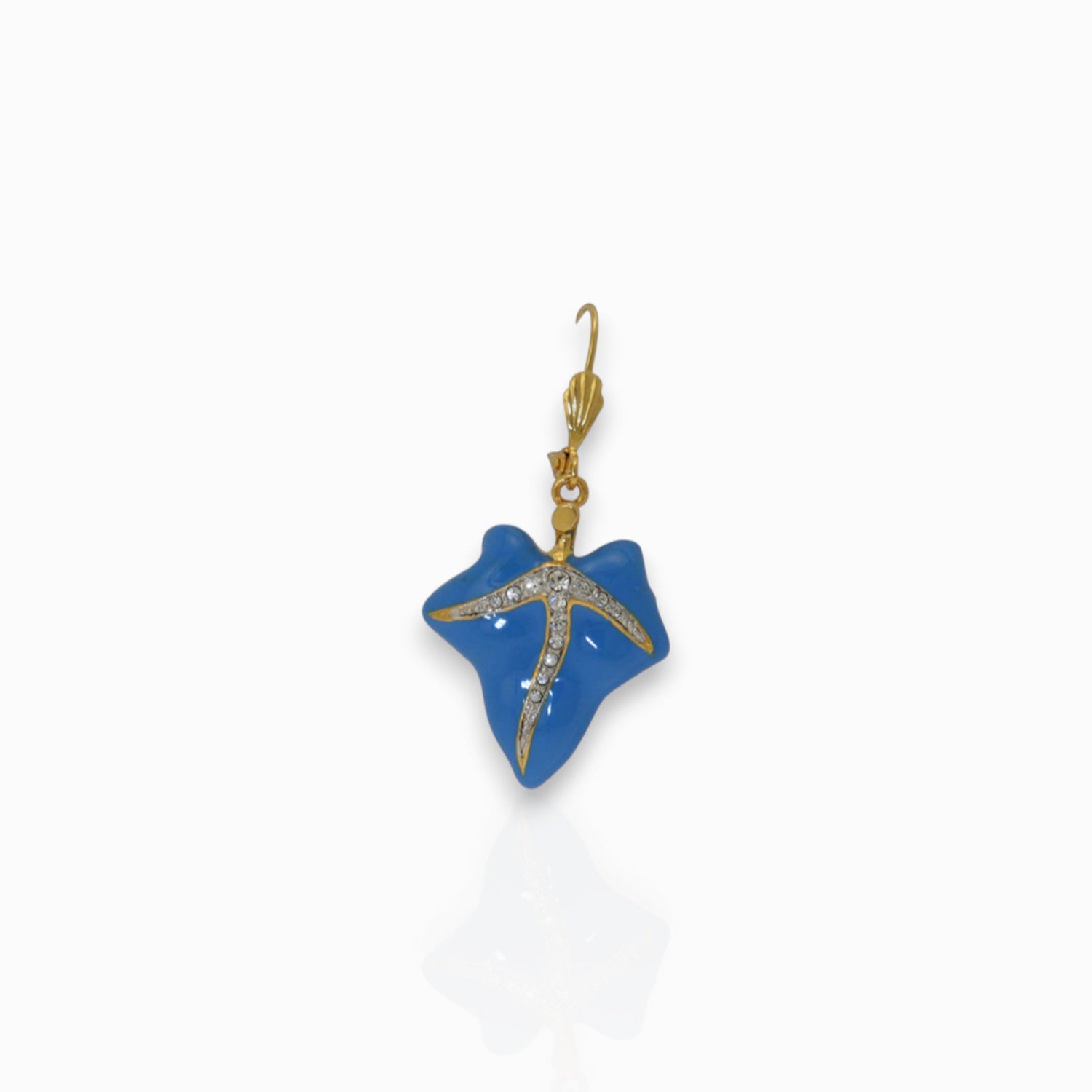 Blue Ivy Leaf - Earrings on a white background.
