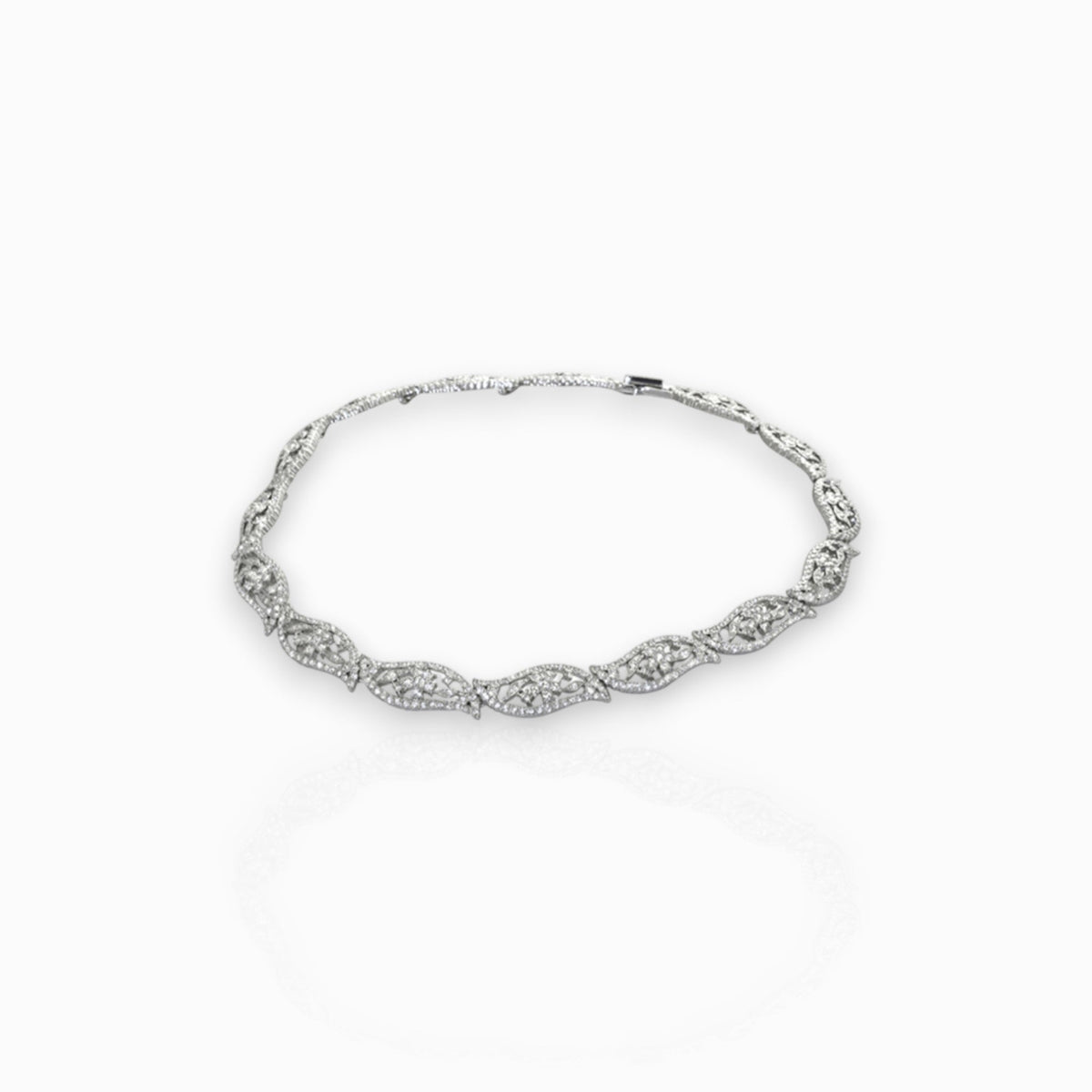 Crystal Floral Wave - Necklace on a white background.