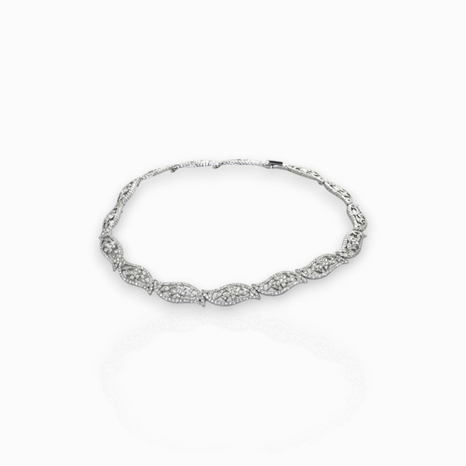 Crystal Floral Wave - Necklace on a white background.