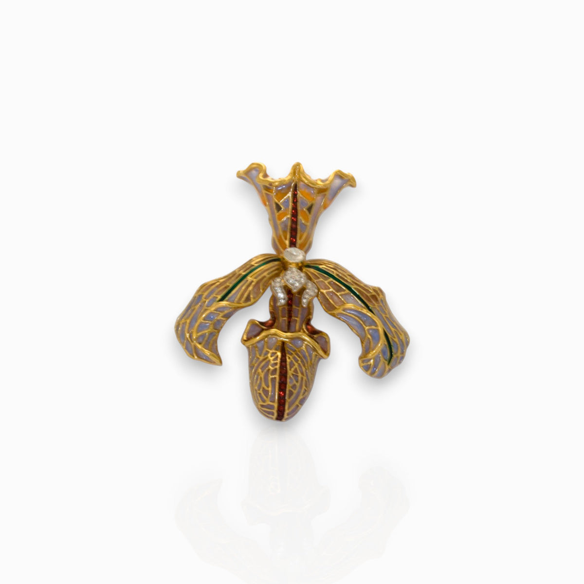 Orchid - Brooch on a white background.
