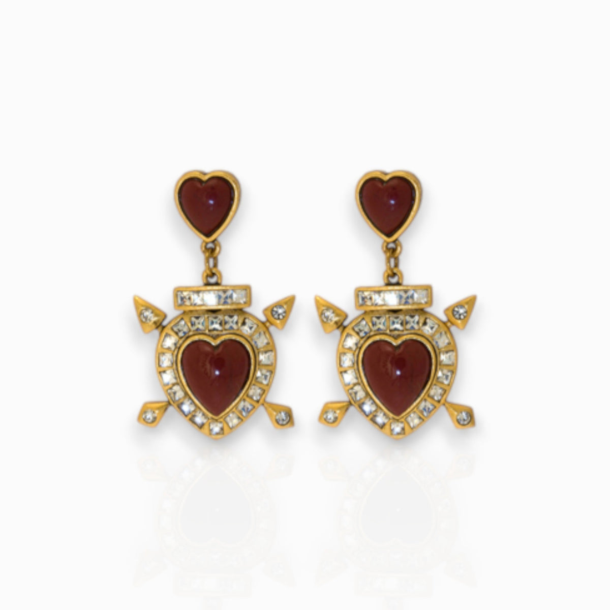 Heart and Arrows - Earrings on a white background.