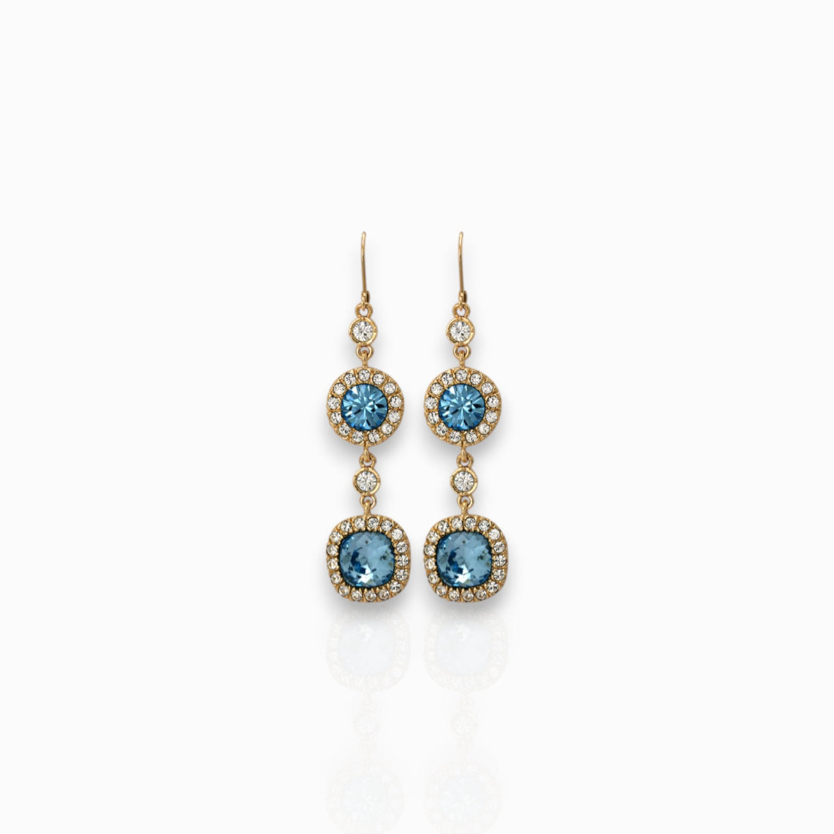 English Blue Crystal - Earrings on a white background.