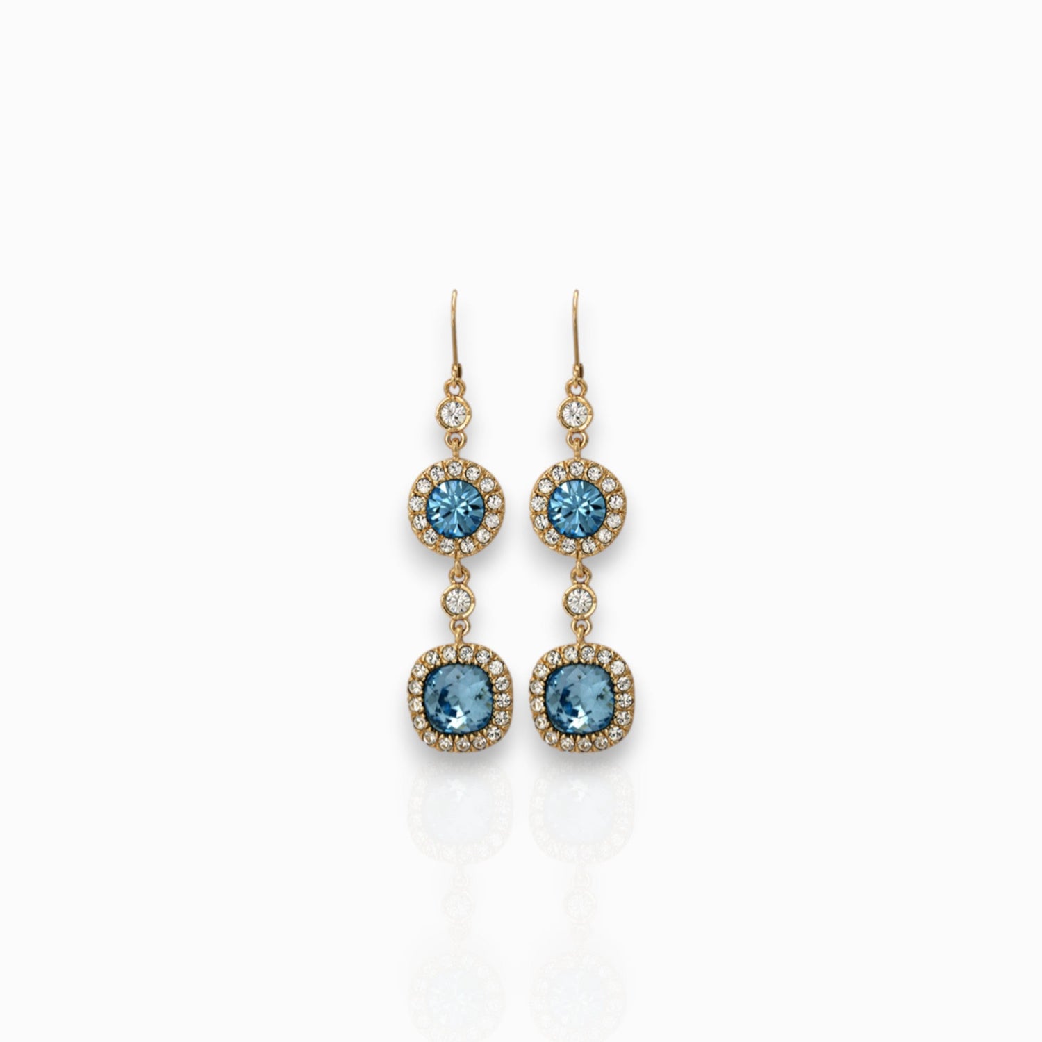 English Blue Crystal - Earrings on a white background.